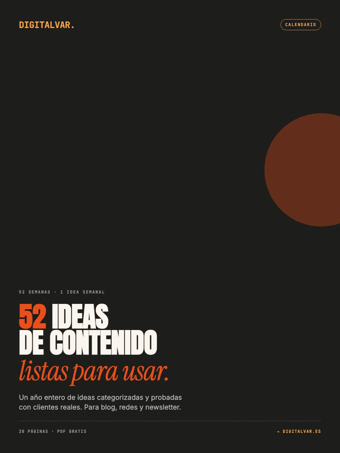 Portada de Calendario de Contenidos: 52 ideas para tu PYME